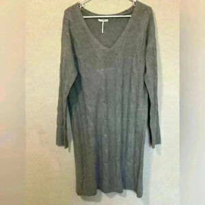 Stitchdrop Sweater Dress Gray Oversized Cable Knit Lagenlook Size XS NWOT